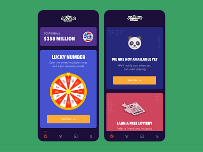 Concept Design for Lottery App casino app casino ui game app game ui hearts ui lottery app ui poker app ui poker ui spinning wheel app