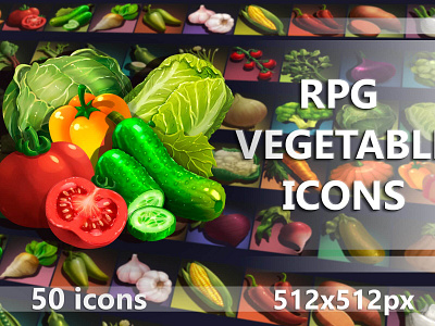 RPG Vegetable Game Icons 2d art asset assets fantasy game game assets gamedev icon icons indie indie game mmorpg rpg set