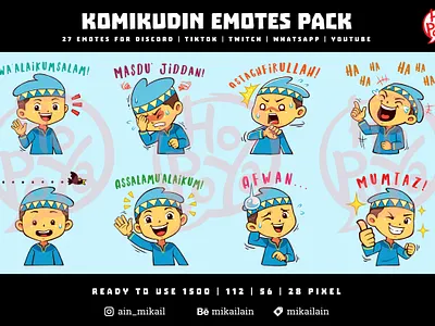 KOMIKUDIN EMOTES PACK assets cartoon character comment design emoji emotes emoticon expression fasting game gesture illustration mood muslim ramadhan religious stickers twitch whatsapp