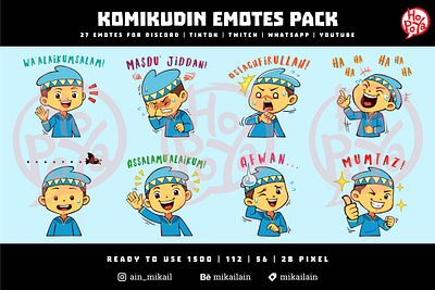KOMIKUDIN EMOTES PACK assets cartoon character comment design emoji emotes emoticon expression fasting game gesture illustration mood muslim ramadhan religious stickers twitch whatsapp