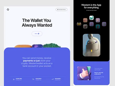 WesternWallet - Landingpage banking crypto design homepage ui user interface ux uxui wallet web design website website design