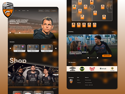 FC Lorient Landing Page football graphic design landing page ui ux