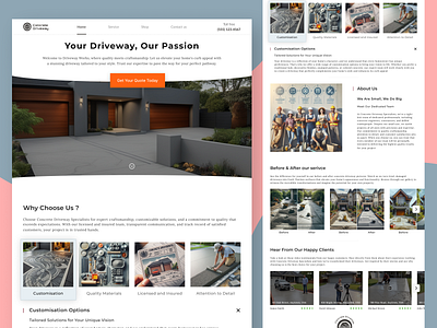Concrete Driveway Specialist Website ui uidesigner uiuxdesign userinterface ux uxdesigner uxui uxuidesign website websitedesign
