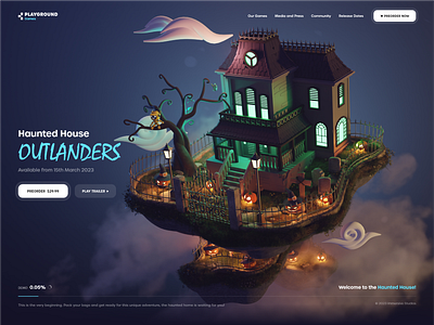 HauntedHouse 3D Website design figma homepage landing page marketing site minimalism ui user interface ux web design webflow website website design