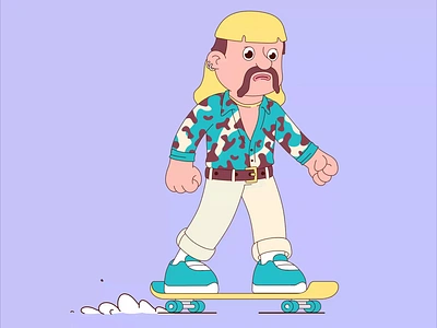 Joe Exotic Character animation skating aftereffect animation character joe joe exotic motion motion designer motion graphics nft nft character skate