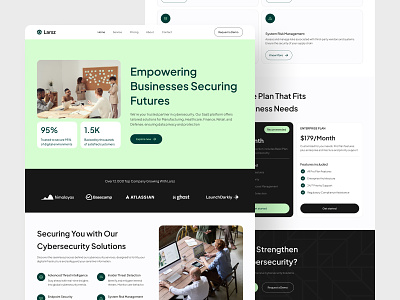 Larsz Cyber Security Services agency dashboard appointment business component cyber cyber security design digitaldefense features landing page pricing secure security techsolutions threatprotection web design web security