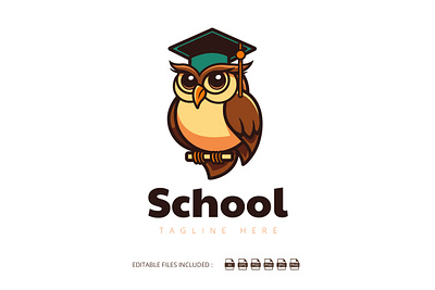 Owl School bird education graduation logo mascot owl school student teacher