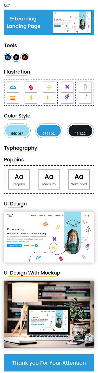 E-Learning landing page app design branding e learning landing page figma design graphic design landing page mobile design mockup product design ui ui design ui design with mockup user interface ux ux design web page website design