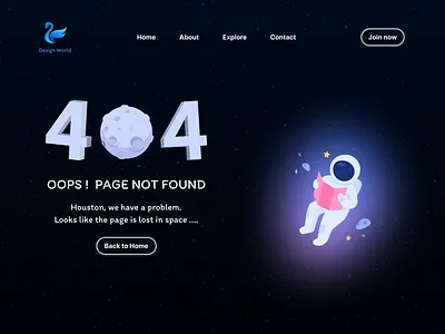 Error 404 page - space-themed design error 404 figma page not found ui web design web interface