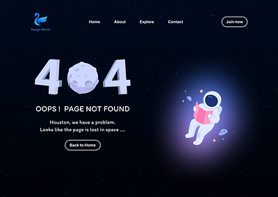 Error 404 page - space-themed design error 404 figma page not found ui web design web interface