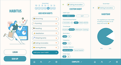 HABITUS app design mobile productivity ui