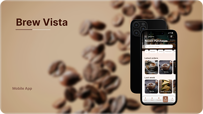 Brew Vista - A mobile app design for a local cafe' app design brand branding brew brew vista cafe cafe app design coffee iphone mockup mobile app mockup pages ui