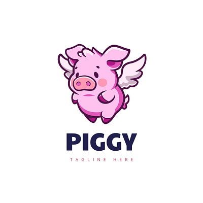 Flying Pig barn farm flying logo animal logo mascot logo pig pig pork stock wings