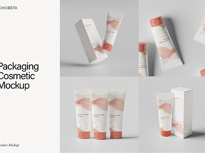 Packaging Cosmetic Mockup background beauty bottle container cosmetic illustration lotion mockup object care package package design packaging packaging cosmetic mockup product product blank realistic template tube vector white cream