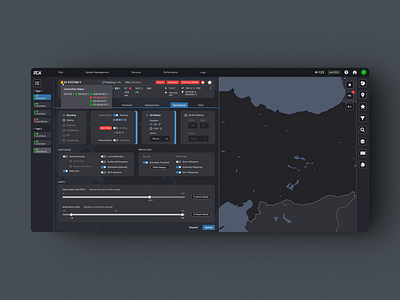 Map Software Layout button ui card layout dropdown error ui layout management ux map ux panel ux radio button settings ui settings ux slider tabs toggle switch tooltip ui ux