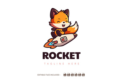 Rocket Fox flying fox logo fox rocket
