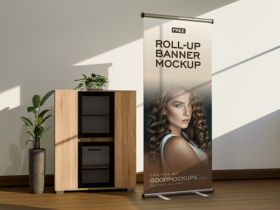 Free Shadow Overlay Roll-Up Banner Stand Mockup PSD banner banner mockup download free free download free mockup freebie mockup mockup psd psd psd mockup roll up banner mockup