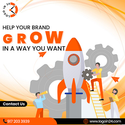 Help Your Brand Grow in the Way You Want! branding design graphic design grid grow help icon identity illustration logo logoin24 pattern rocket ui want