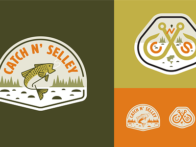 Catch N' Selley Branding angling bass branding fish hooks fishing lake life large mouth largie logo