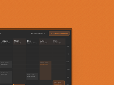 Dashboard: Scheduling lab instruments 2/3 button compex dashboard desktop figma orange ui