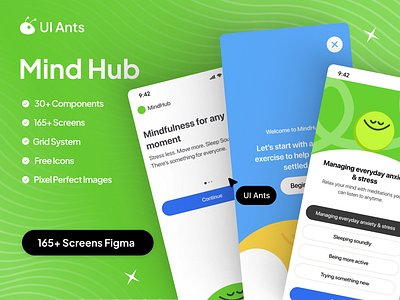 MindHub - Meditation App UI Kit calm app excersice app maditation maditation app mindfulness mindfulness app relexation stress relied app yoga app