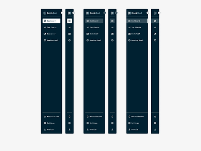 BookBud Menu Options branding dashboard design figma hover icons logo menu menu options menu states selected selected state ui