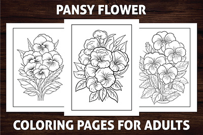 Pansy Flower Coloring Pages for Adults activitybook adult coloring page adult coloring pages amazon kdp amazon kdp book design book cover coloring book design flower flower coloring page flower illustration graphic design kdp kdp book interior kdp coloring book kdp interior kdp mid content line art