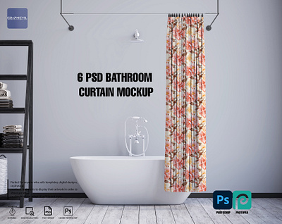 Curtain Mockup Bathroom Mockup 6 PSD shower drapery mockup