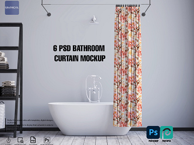 Curtain Mockup Bathroom Mockup 6 PSD shower drapery mockup