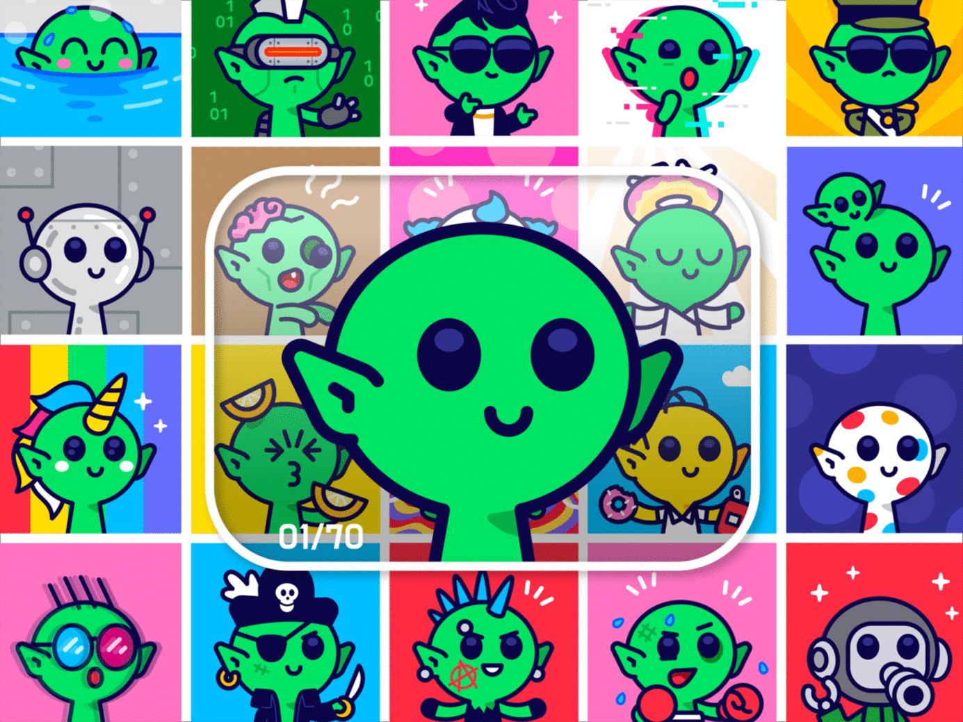 NFT Alien and Co. alien animation art cartoon character collection digital extraterrestrial flat funny gif illustration kit logo mainstream mascot motion graphics nft project vector