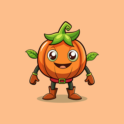 Pumpkin mascot vector 3d branding graphic design logo