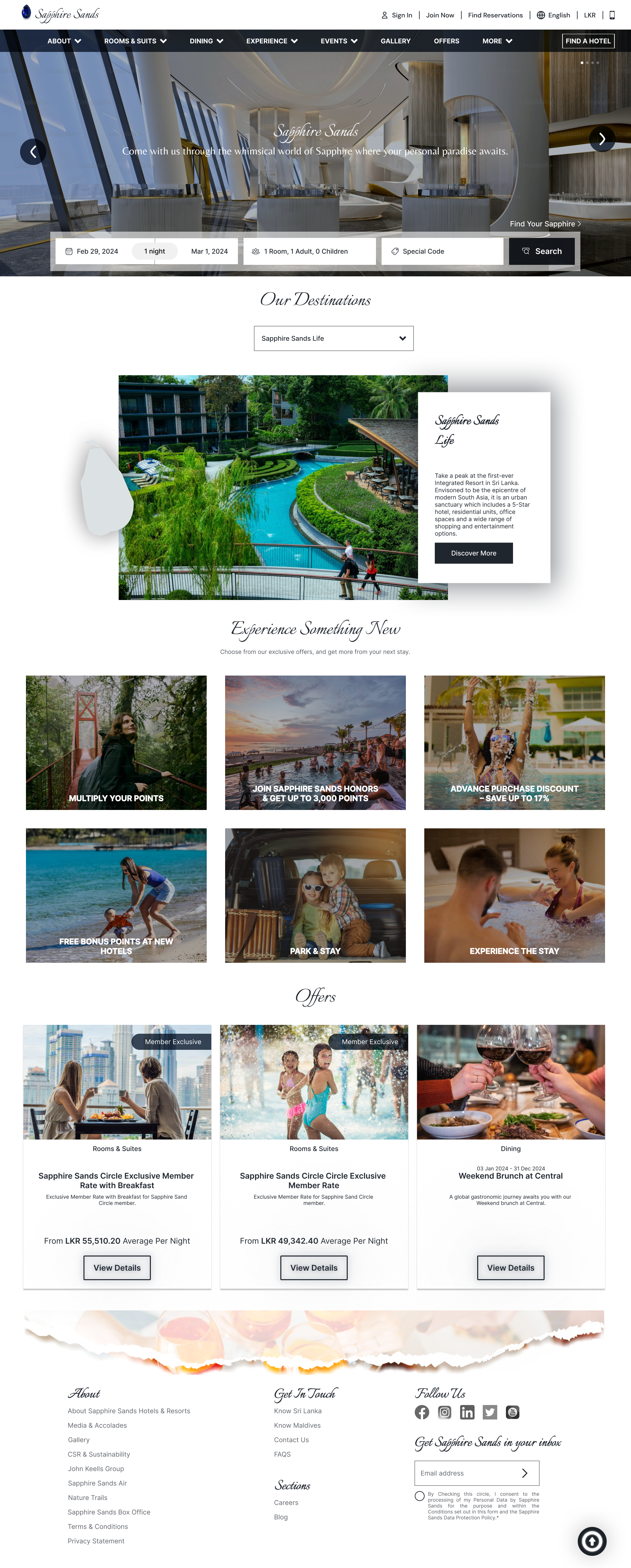 Sapphire Sands Hotel Website branding design hotelweb prototype ui uiux design web webdesign