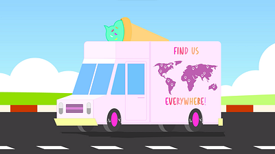 Ice-cream Truck Motion Animation in After Effects 2d animation adobe illustrator after effects animation cartoon digital art graphic design illustration motion graphics