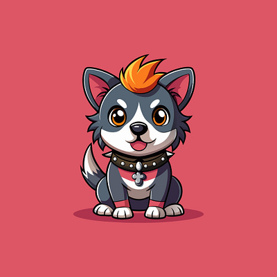 Cute punk Dog mascot vector illustration animation branding graphic design logo motion graphics ui