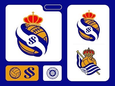 Real Sociedad Rebrand badge ball band crest crown flag football logo old ball real real sociedad rebrand soccer spain ss