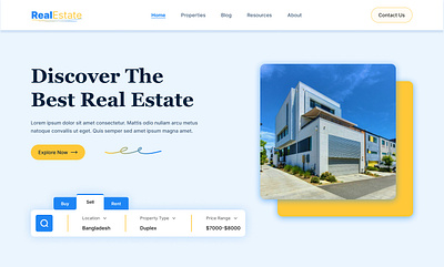 Real estate landing page UI design hero section branding colors commercial real estate design grid system hero section home for sale landing page logo property real estate rent house typography ui ux