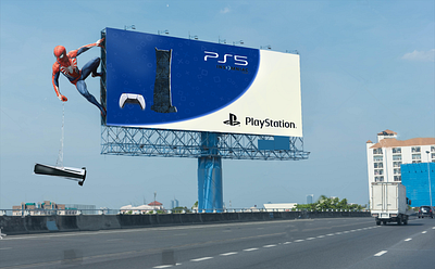 Guerrilla Advertisement x PlayStation 3d branding graphic design guerrilla advertisement insomniac insomniac games playstation playstation 5 spider man