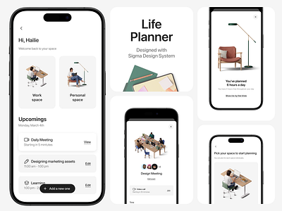 Life planner designed with Sigma Design System minimal plan planner product design schedule sigma design system simple ui ui design uidesigner uiux ux