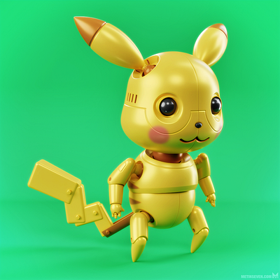 Pikabot 3d character character design cute design pikachu pokemon robot