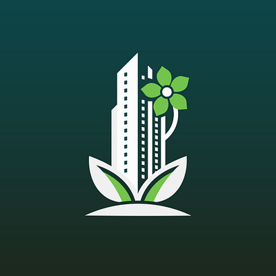 Greenflower Logo design eco flower graphic design green logo nature skyscraper tower vector