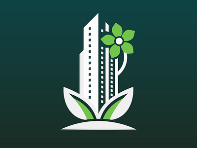 Greenflower Logo design eco flower graphic design green logo nature skyscraper tower vector