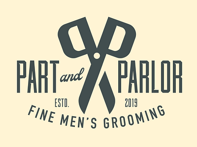 Part & Parlor Main Logo barber barber shop branding design graphic design grooming identity illustration logo mark mens salon