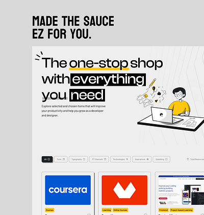 EZSauce - Find Everything At One Place app design graphic design illustration inspiration logo resources typography ui ux vector