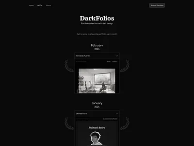 Darkfolios - Portfolio of the month branding challenge code concept css dailyui design html illustration interface js logo portfolio ui ux web website