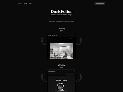 Darkfolios - Portfolio of the month branding challenge code concept css dailyui design html illustration interface js logo portfolio ui ux web website