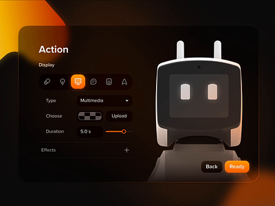 🔥 Modal animation app blur dark mode education modal motion graphic orange product robot segemented switch ui