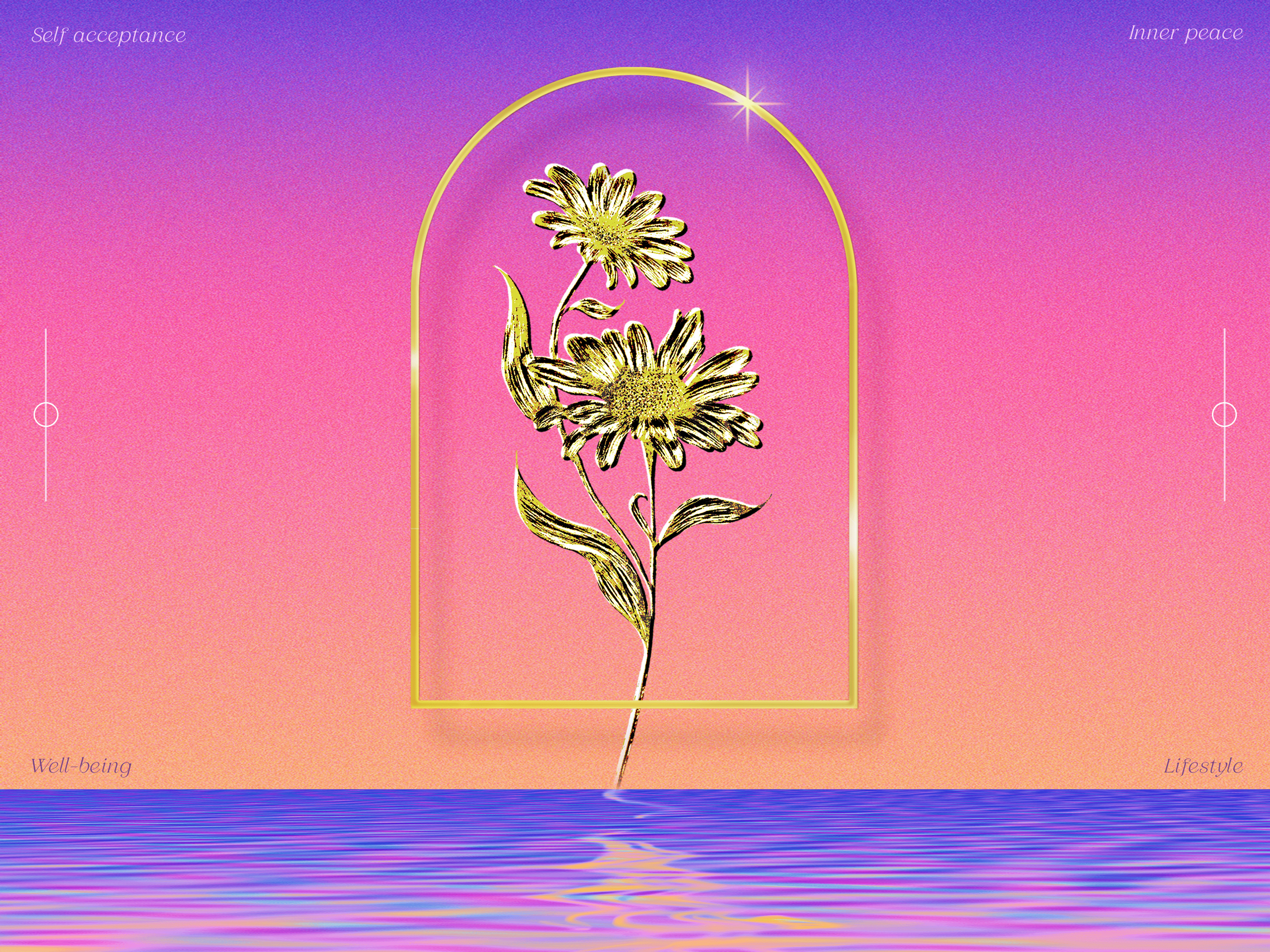 Golden Hour X Flowers - Experiment 01 3d elegant florals flowers gold gold foil graphic design illustration metallic motion poster design