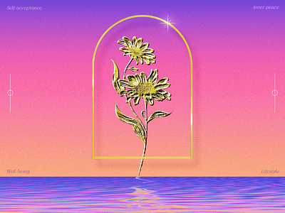 Golden Hour X Flowers - Experiment 01 3d elegant florals flowers gold gold foil graphic design illustration metallic motion poster design