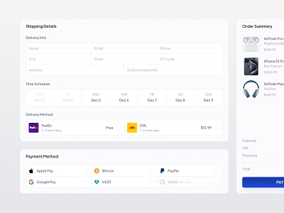 Checkout Page airpods apple bitcoin blue checkout crypto design figma gradient iphone magicdesigns magicdesigns.co mason masonwellington minimal modern orange ui uidesign uxdesign