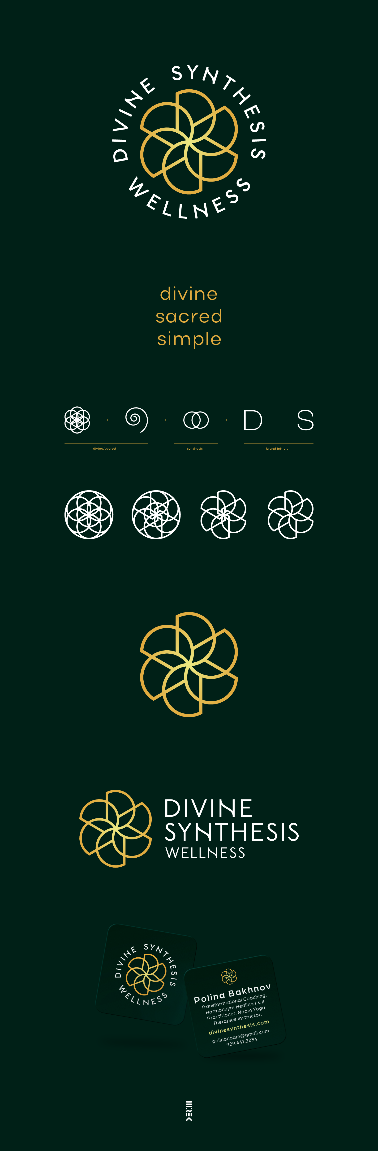 Divine Synthesis Wellness Branding branding d divine flower flower of life gold logo logomark mark s spin spiral